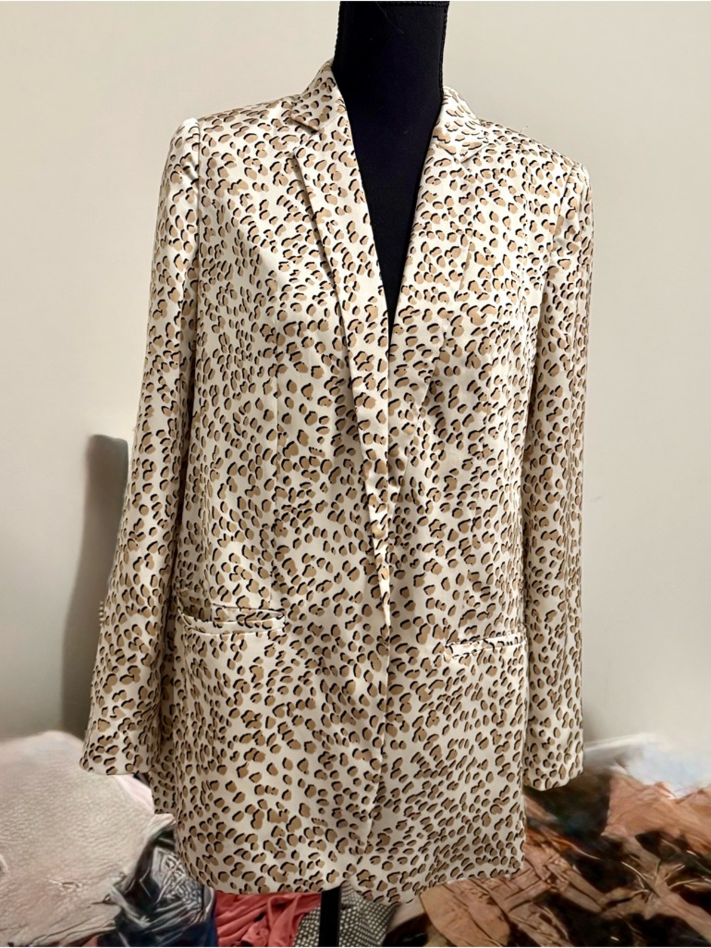 Express Cream Leopard Blazer